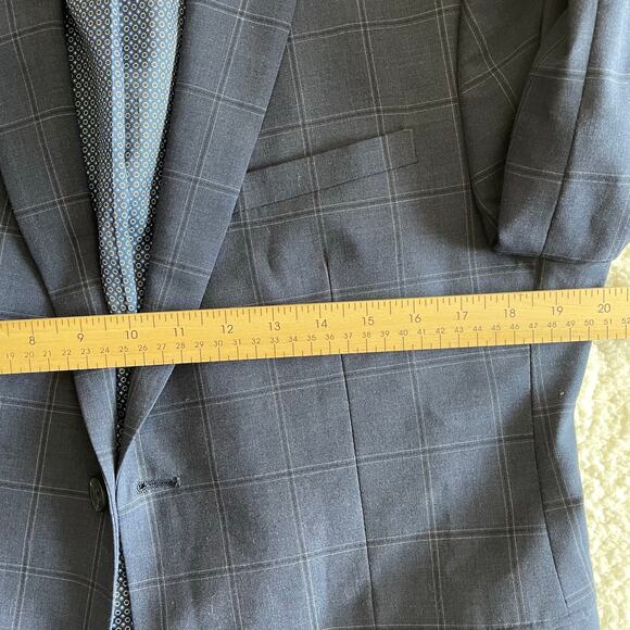 Original Penguin Men’s 40R Blue Windowpane Blazer Coat Wool Jacket Lapel Pin - Picture 8 of 8